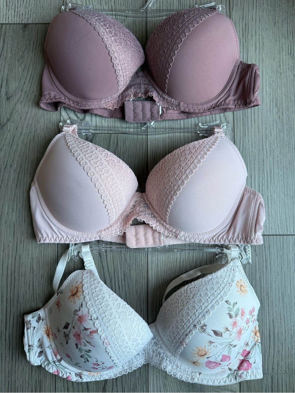 Women’s Laura Ashley® 3pk Nylon Lace Push Up Bras 34C